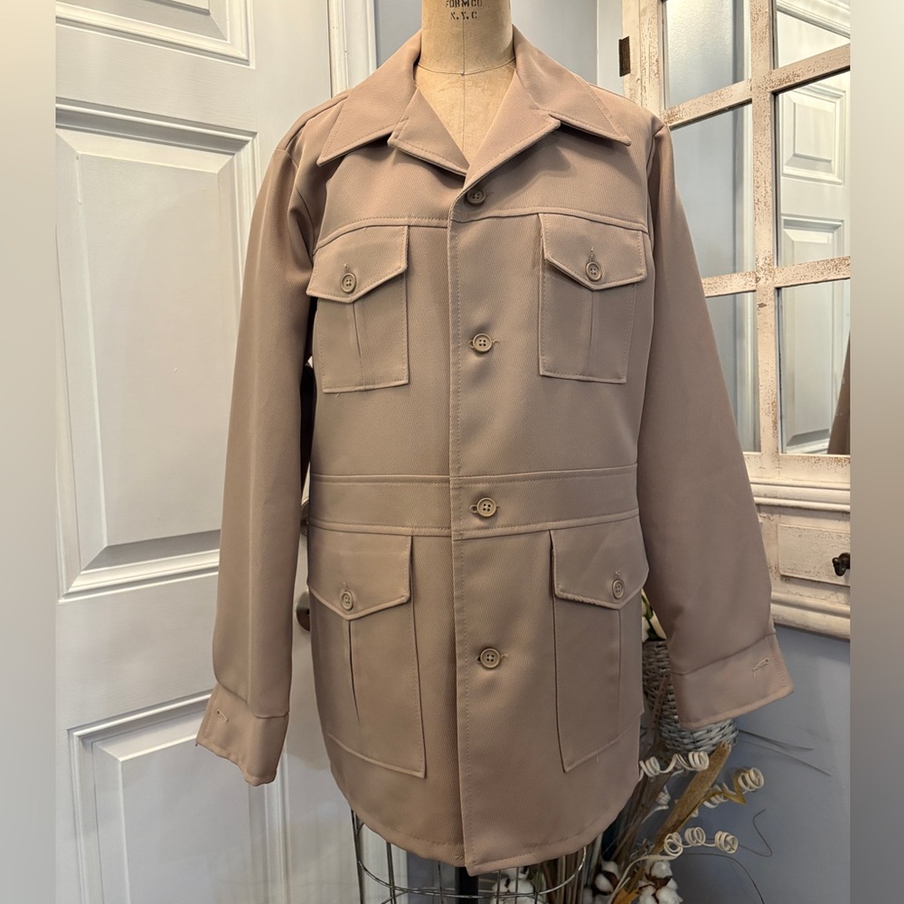Farah Men's Beige Military Jacket‎ Medium made in USA Versatile Unisex Unique
